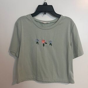 Sage green floral short sleeve shirt